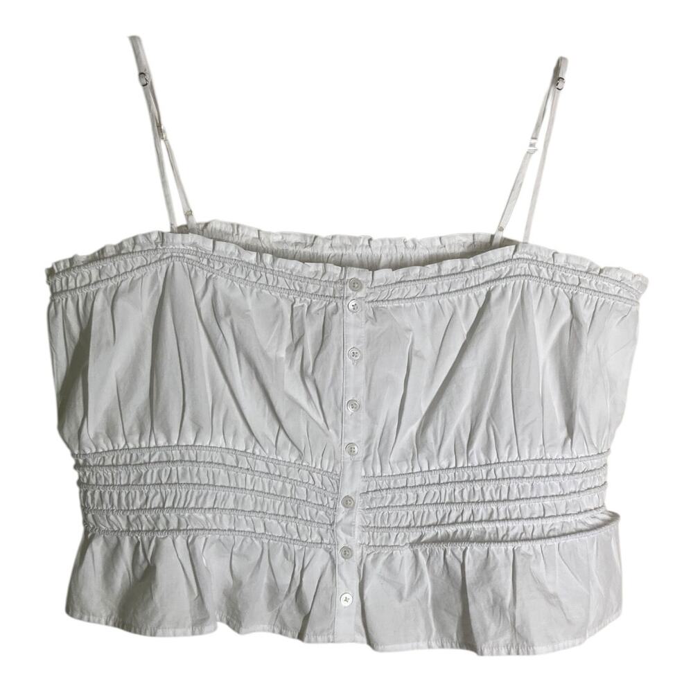 Madewell White Smocked Poplin Tank Top Sz XL - Picture 8 of 9